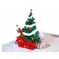 Handmade 3D Pop Up Xmas Card Merry Christmas Santa Claus Sledge Tree Star Jingle Bells Reindeer Seasonal Greetings Celebrations Card
